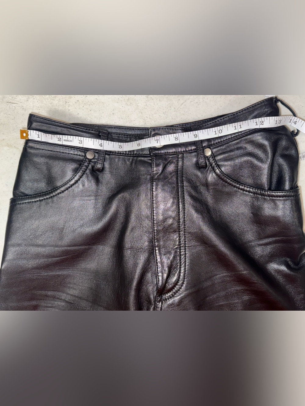 Vintage Wrangler Black Leather Pants High Rise 90s Minimalist Biker - Picture 13 of 16